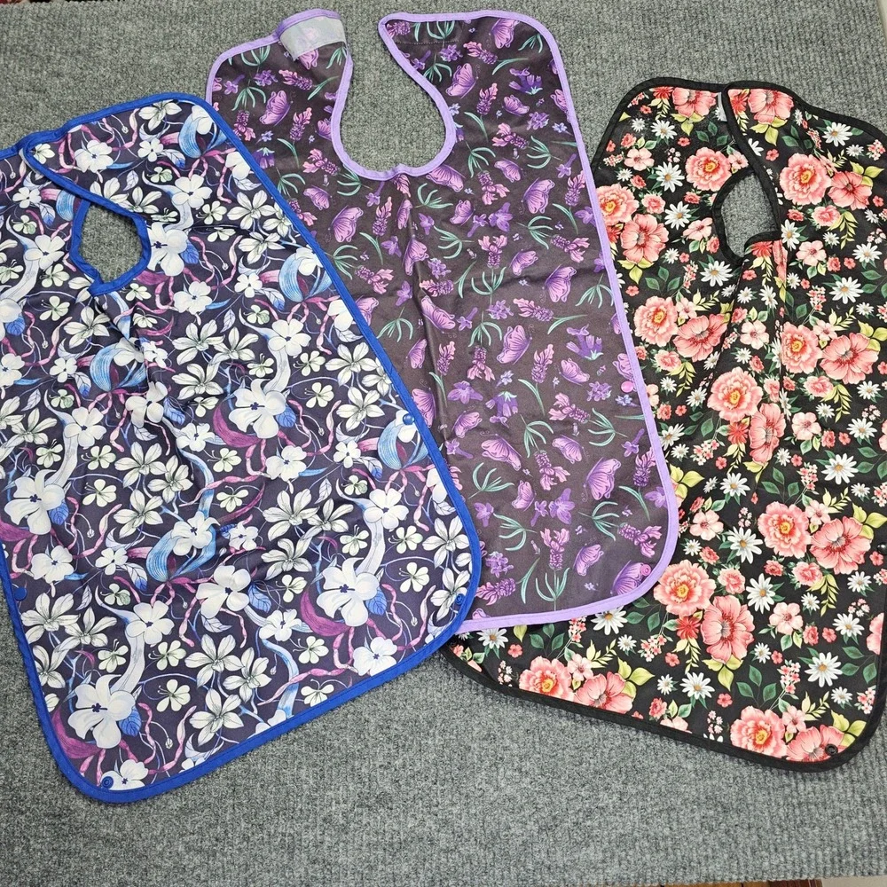 Adult‎ Bibs Artist Smock OS Multicolored Floral 3-Pack Waterproof